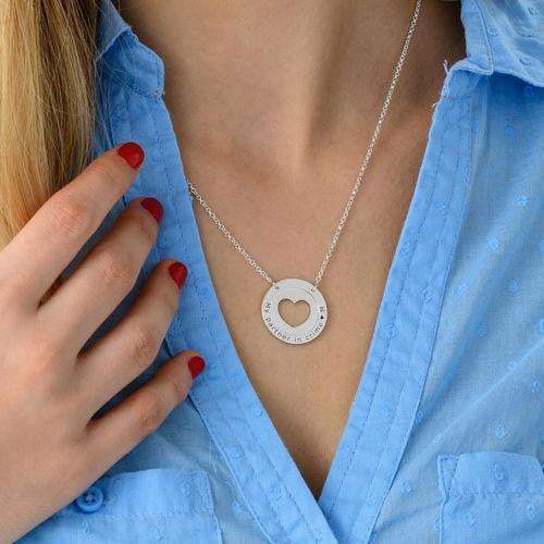 Circle Heart Love Necklace 925 Sterling Silver With Personalized Name