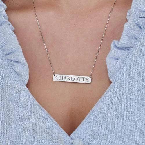 925 Sterling Sliver Bar Necklace Personalized Customized Name Jewelry Gifts For Women
