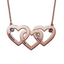 Heart Love Necklace With Engraved Three Name 18K Plated Gold with Adjustable Chain