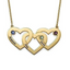 Heart Love Necklace With Engraved Three Name 18K Plated Gold with Adjustable Chain