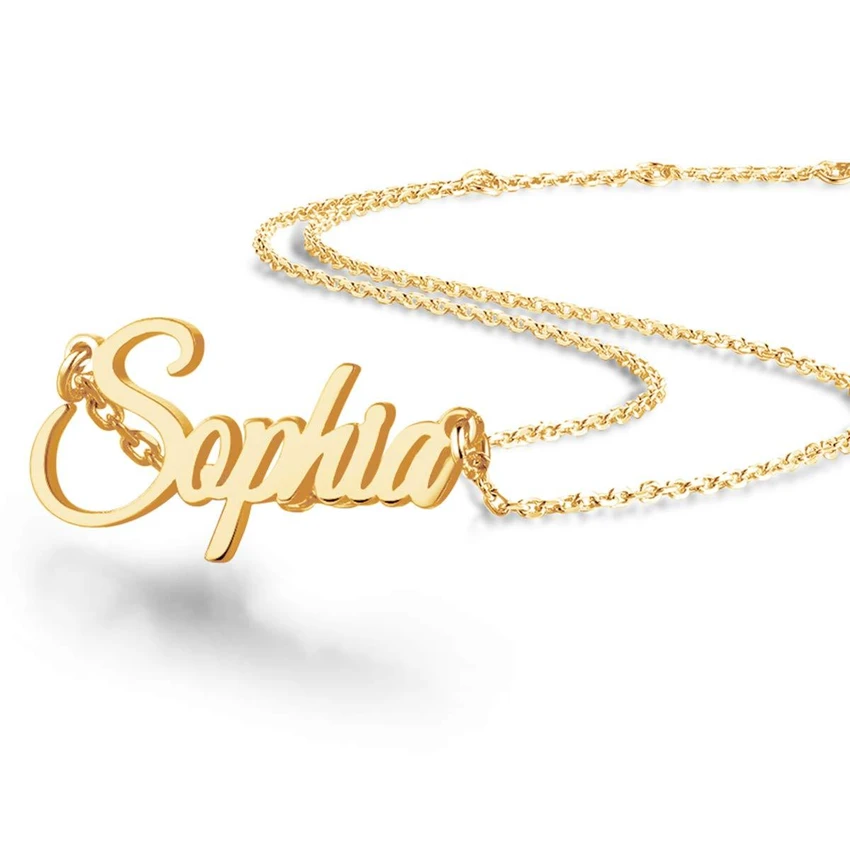 Sterling Silver Engraved Name Necklace Personalized Pendants