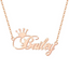 Crown Engraved Name Necklace Personalized Pendants for Women Sterling Silver