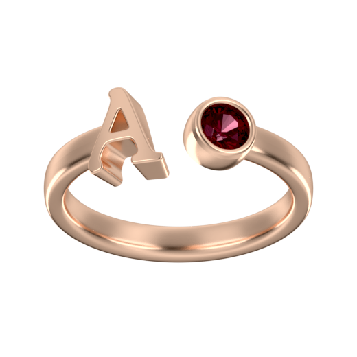 Custom Initial Ring With Birthstone A