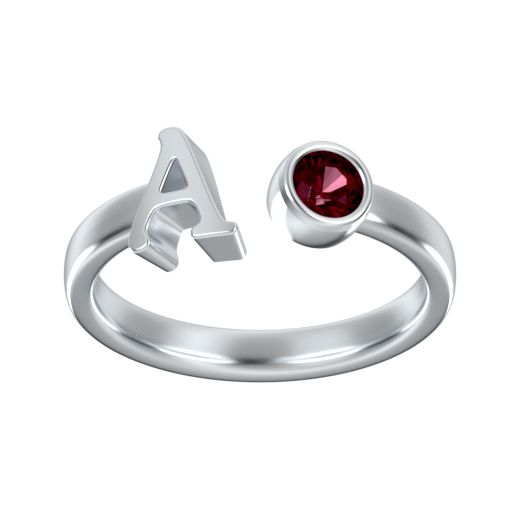 Custom Initial Ring With Birthstone A