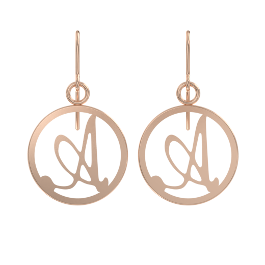 Circle Dangle Earrings With Initial A-Z