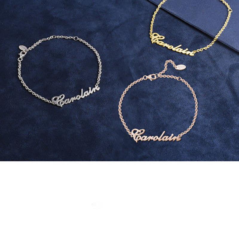 Personalized Name Bracelet Gold Plated Silver - Length Adjustable