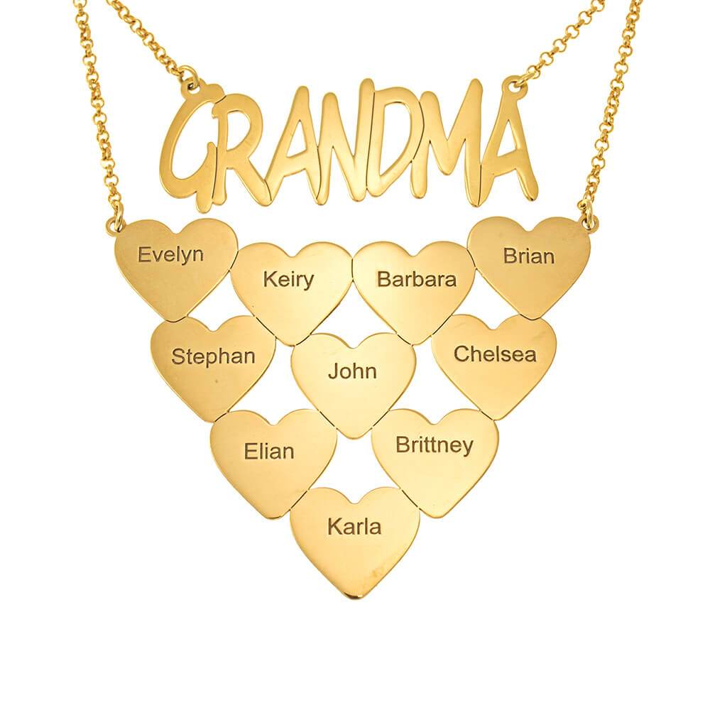 Grandma Engraved Necklace With Hearts
