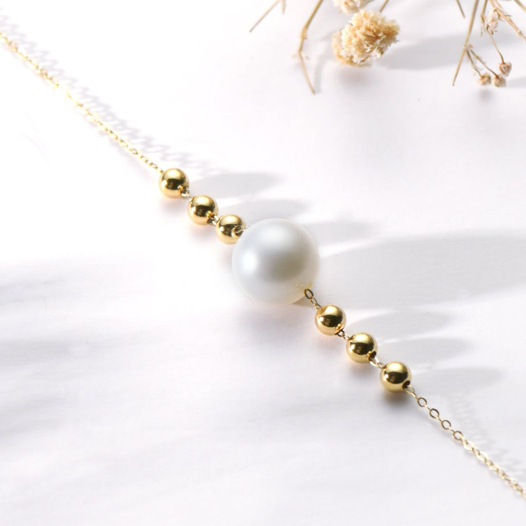 18K Freshwater Pearl 6 Small Gold Beads Bracelets