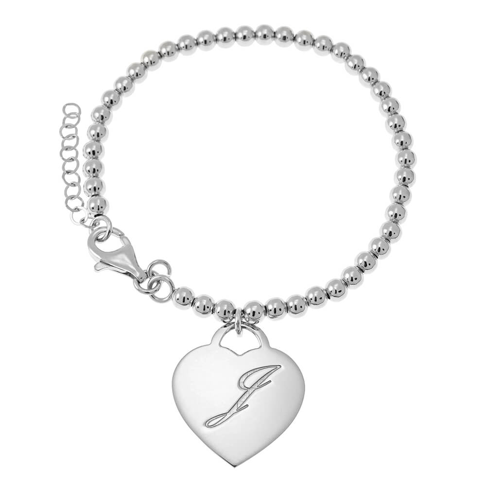 Heart Bead Initial Bracelet