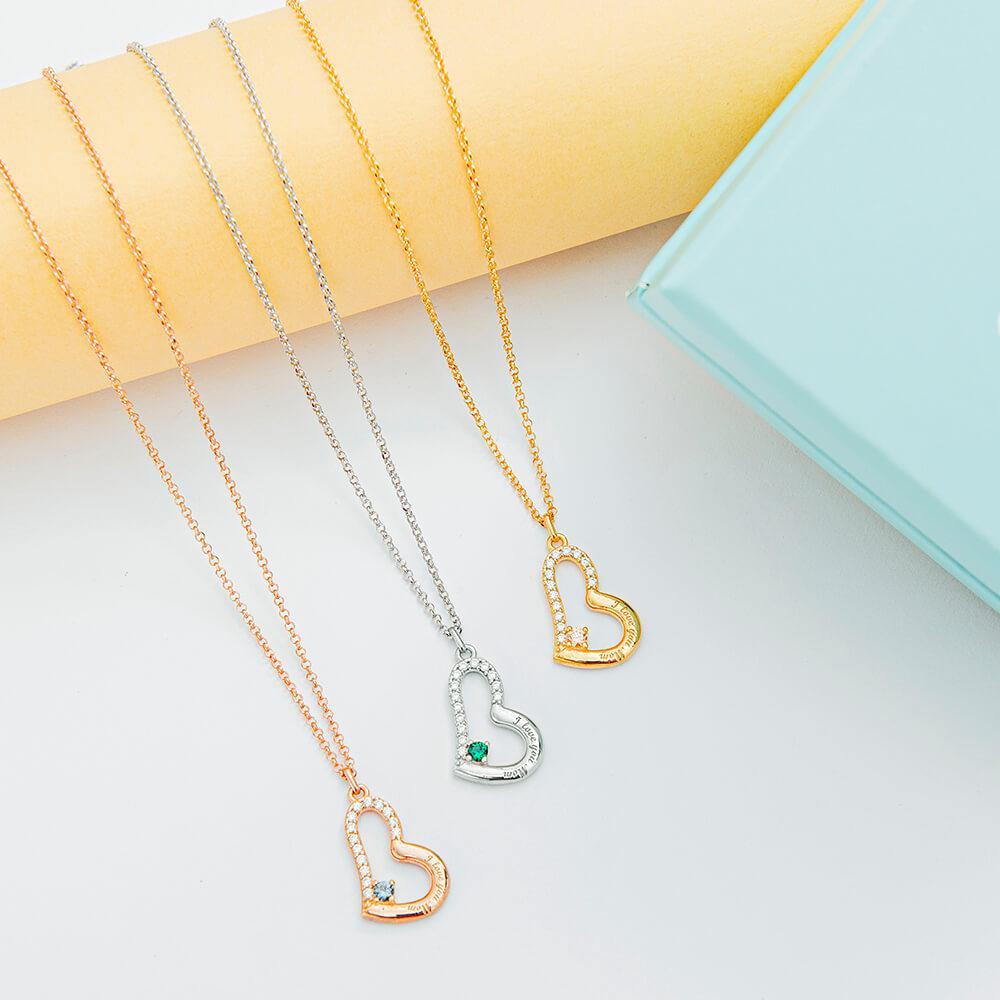 I Love You Mom Necklace With Birthstone