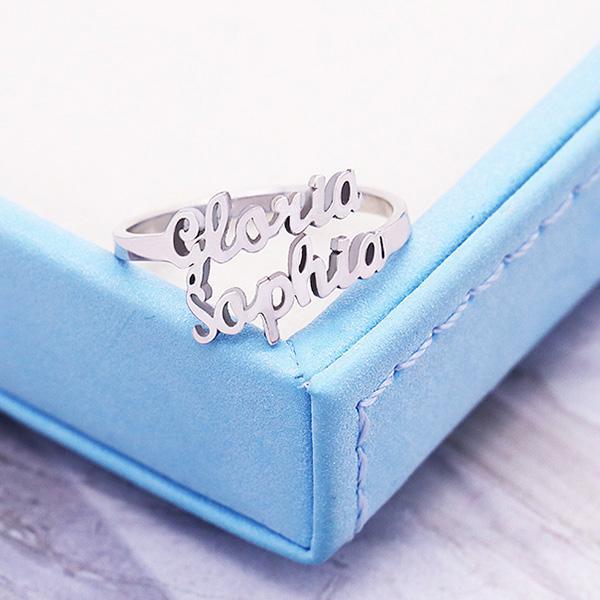 Personalized 2-Row Name Ring
