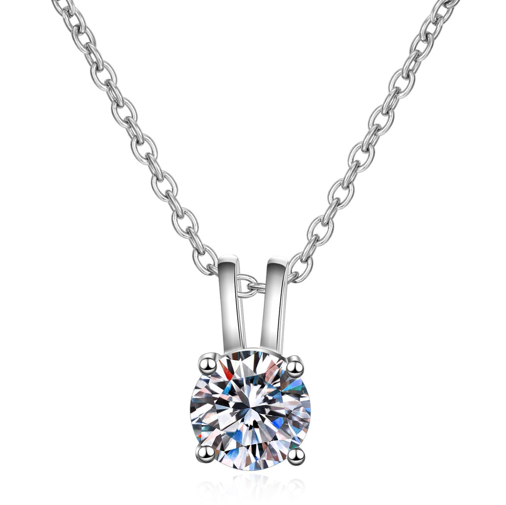 Round Cut Moissanite Diamond Simple Pendant Necklace