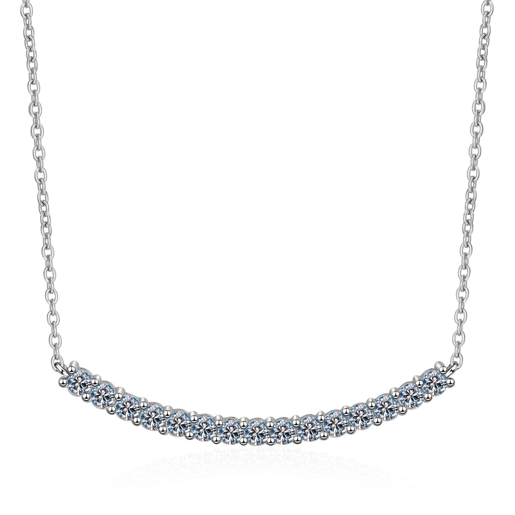 Round Cut Moissanite Diamond Arc Row Necklace