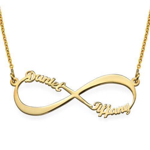 Infinity Love Necklace Engraved Name Sterling Silver Gift for Women