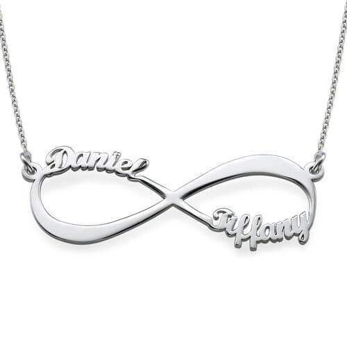Infinity Love Necklace Engraved Name Sterling Silver Gift for Women