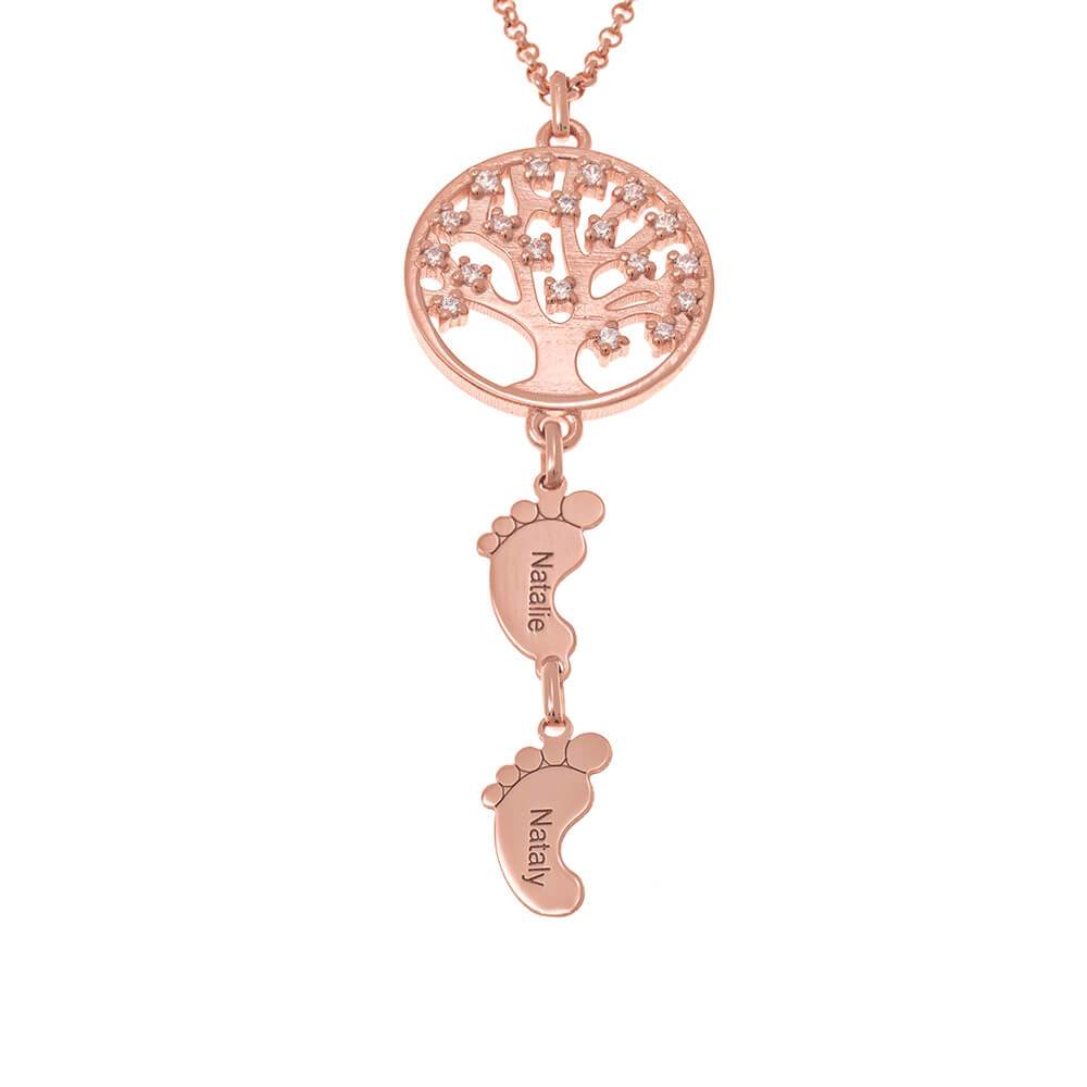Inlay Circle Tree Of Life Necklace With Feet