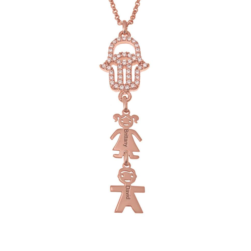 Inlay Hamsa Necklace With Kids
