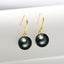 18k Gold Natural Tahitian Cultured Black Pearl Hook Earring