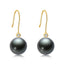 18K Gold Natural Tahitian Black Pearl Diamond Hook Earrings - ZULRE