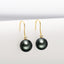 18K Gold Natural Tahitian Black Pearl Diamond Hook Earrings