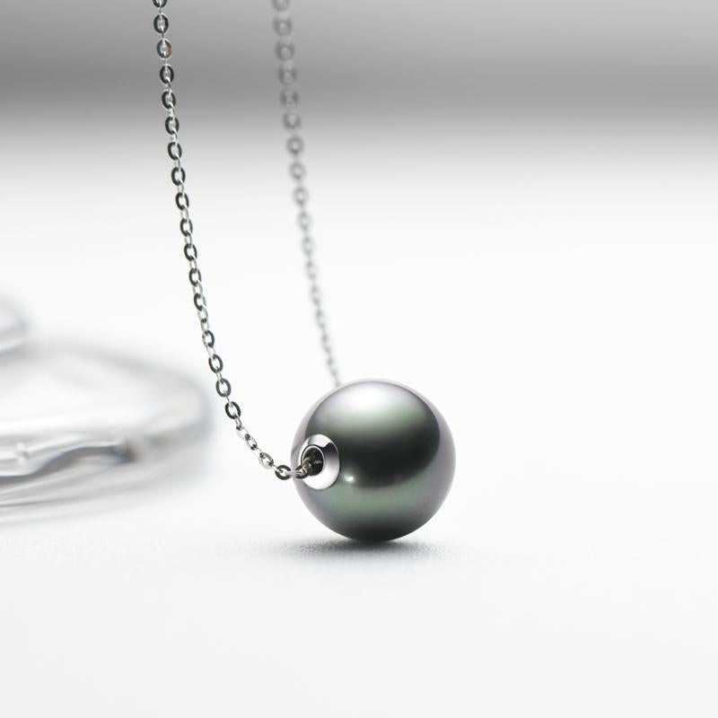 Genuine Black Tahitian South Sea Cultured Pearl Infinity Pendant Necklace