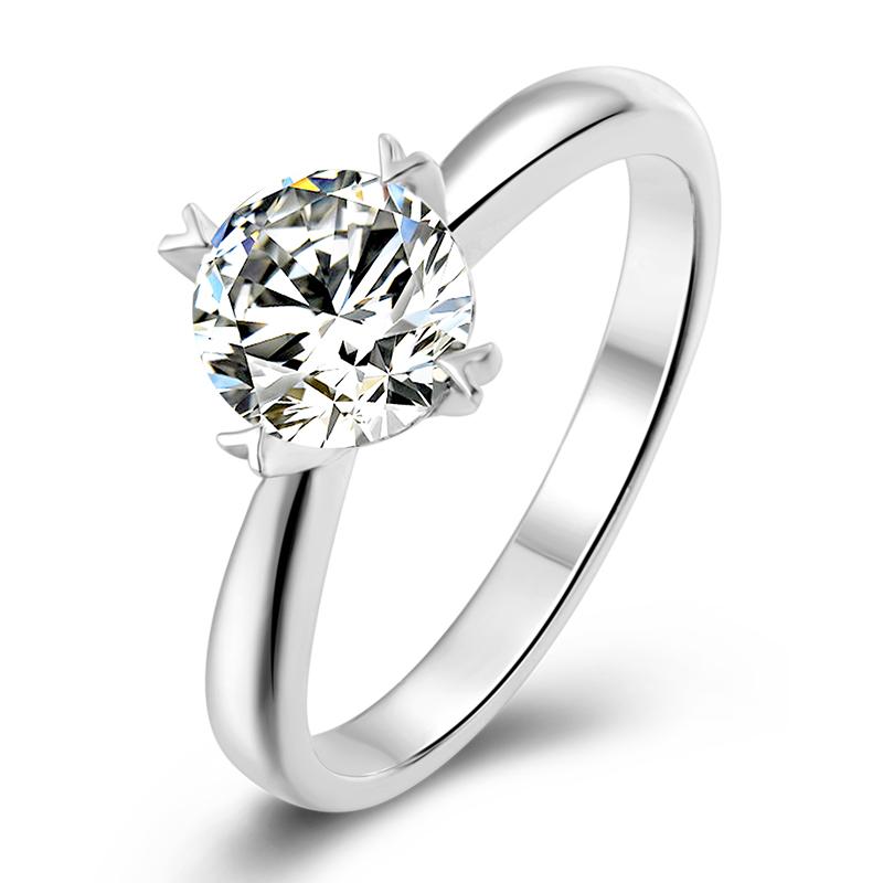 Classic Round Cut Moissanite Diamond Four Prong Solitaire Ring
