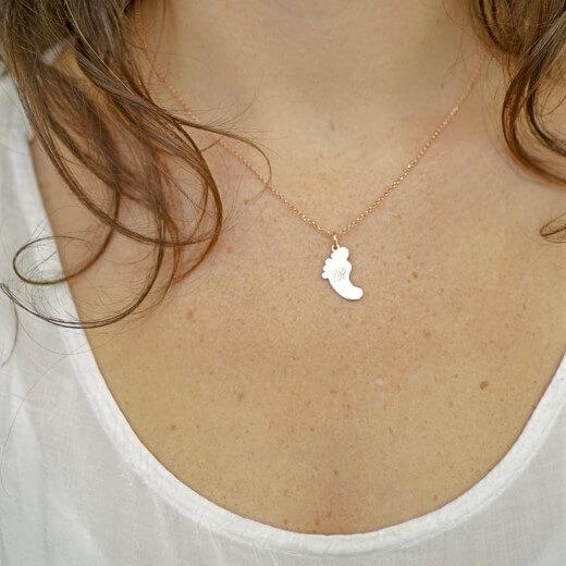 Baby Foot Initial Necklace For Mother