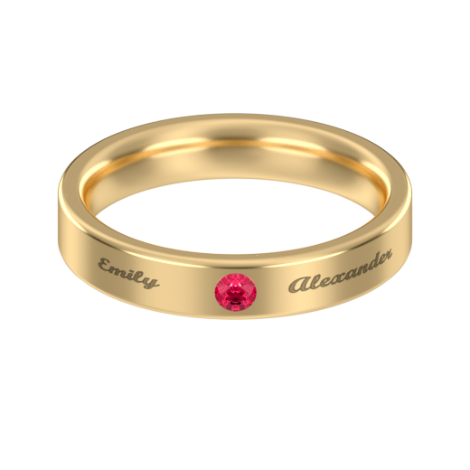 Engraved Band Ring With Birthstone
