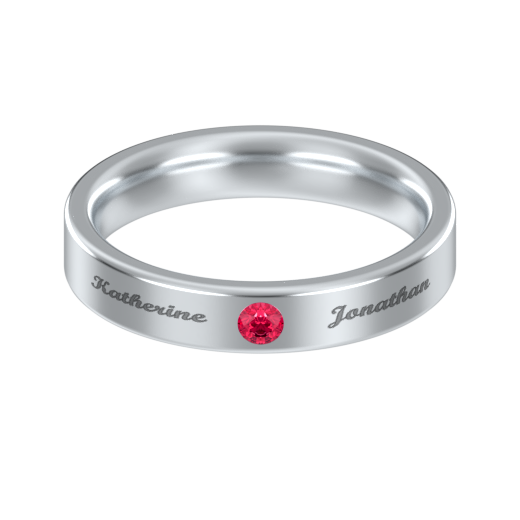 Engraved Band Ring With Birthstone