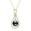18K Solid Gold Natural 1.304ct Diamond (G-H, SI1-SI2) 12-13mm Black Tahiti Pearl Pendant Necklace