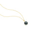 18K Solid Gold Natural 0.717ct Diamond (G-H, SI1-SI2) 12.5mm Black Tahiti Pearl Pendant Necklace