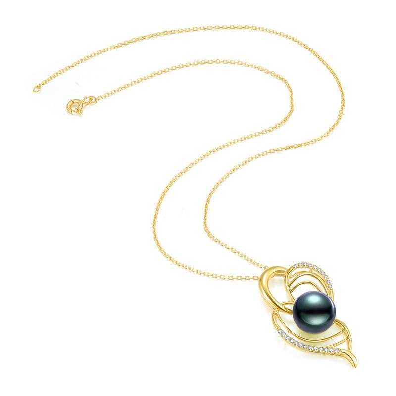 18K Solid Gold Natural 0.30ct Diamond (G-H, SI1-SI2) 13mm Black Tahiti Pearl Pendant Necklace