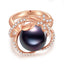 18K Solid Gold Natural 0.356ct Diamond (G-H, SI1-SI2) 12mm Black Tahiti Pearl Ring