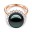 18K Solid Gold Natural 0.599ct Diamond (G-H, SI1-SI2) 12mm Black Tahiti Pearl Ring