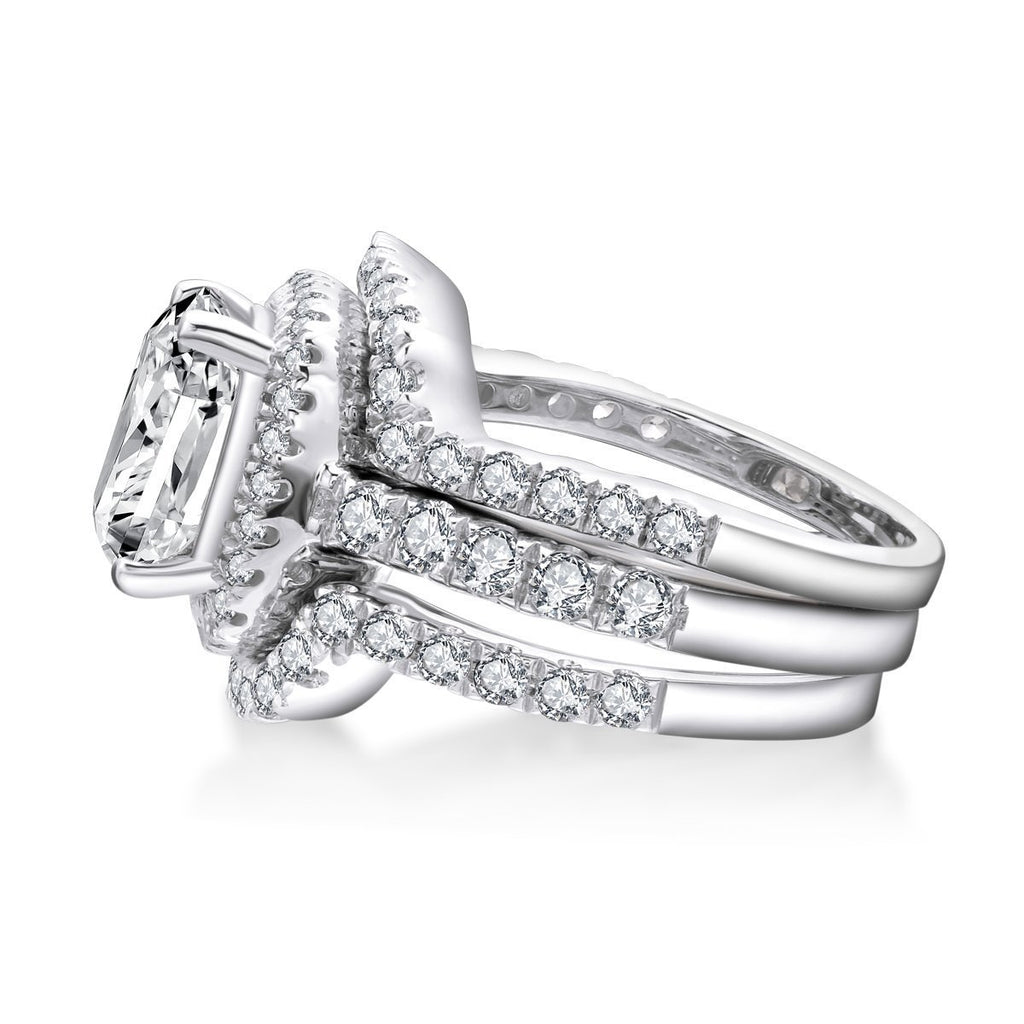 Classic Cushion Created White Diamond Bridal Rings