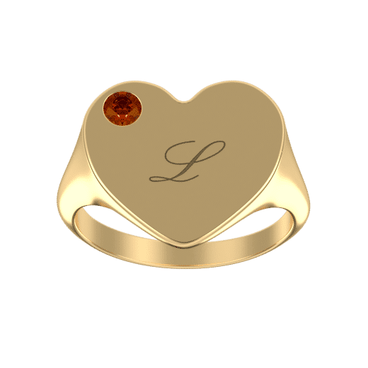Heart Signet Ring With Birthstone