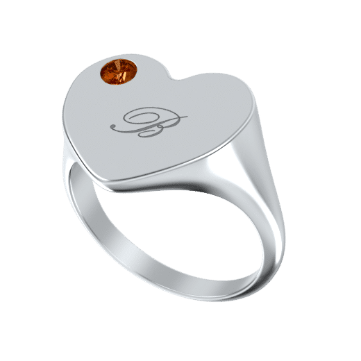 Heart Signet Ring With Birthstone