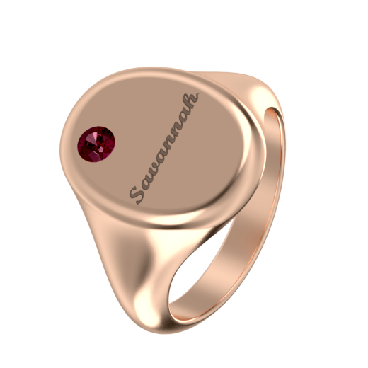 Oval Signet Name Ring With Birthstone