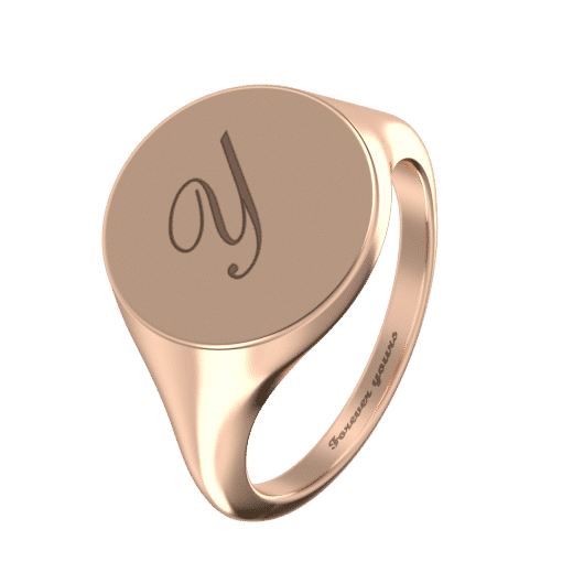 Round Signet Ring With Initial