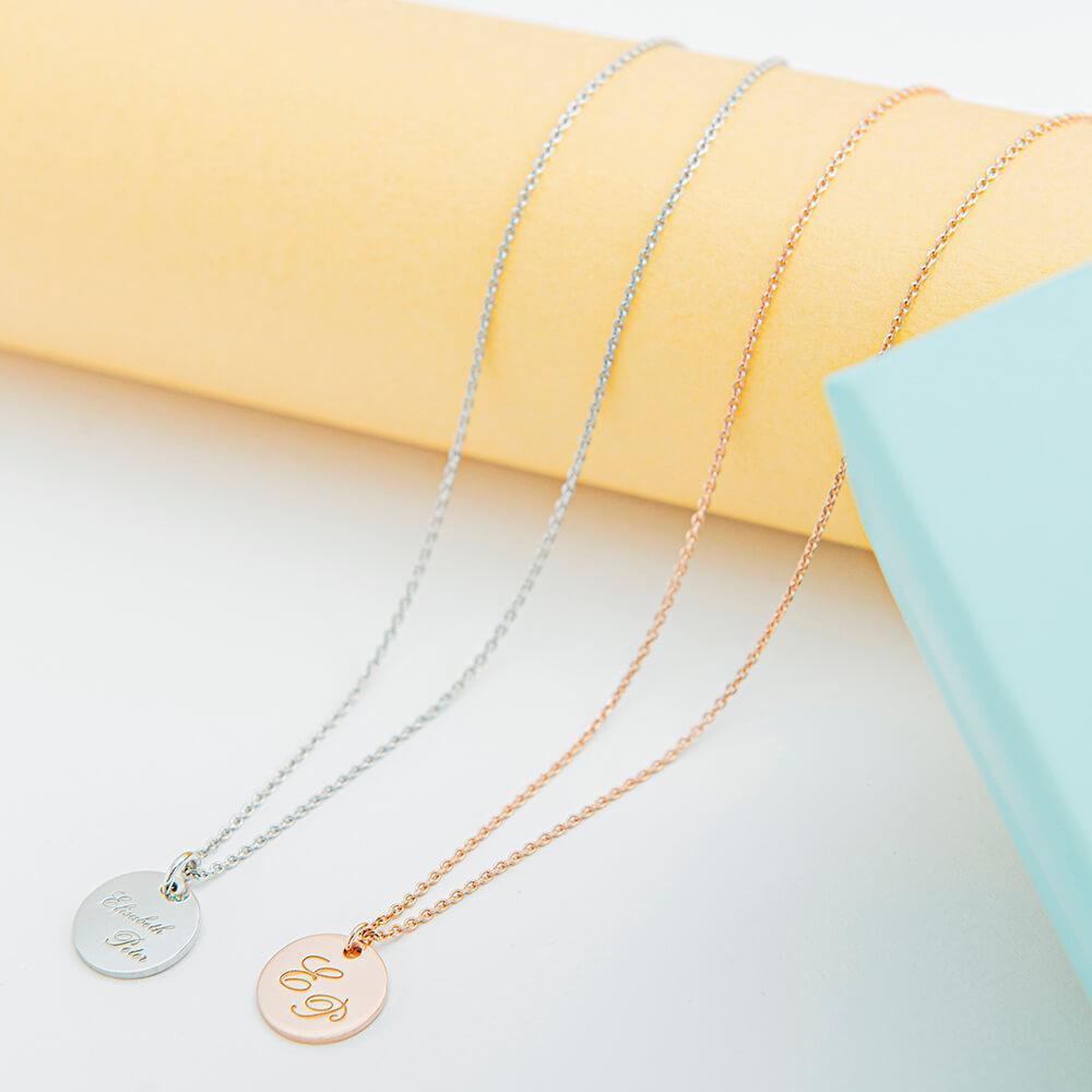 Small Initial Disc Necklace
