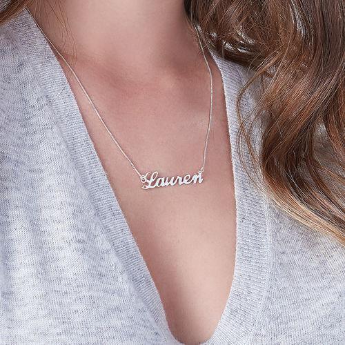 925 Sterling Silver Classic Engraved Name Necklace with Adjustable Chain