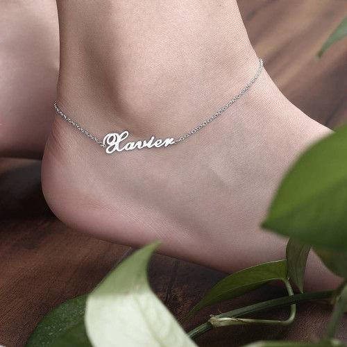 Personalized Name Anklet Gold Plated Sterling Silver