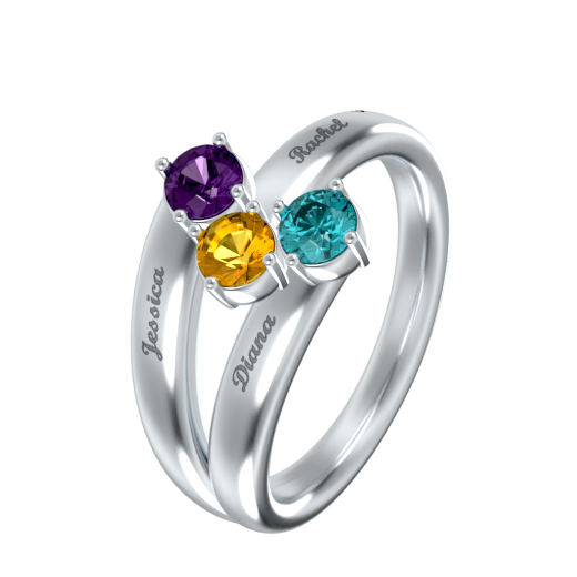Mother Ring With 3 Birthstones