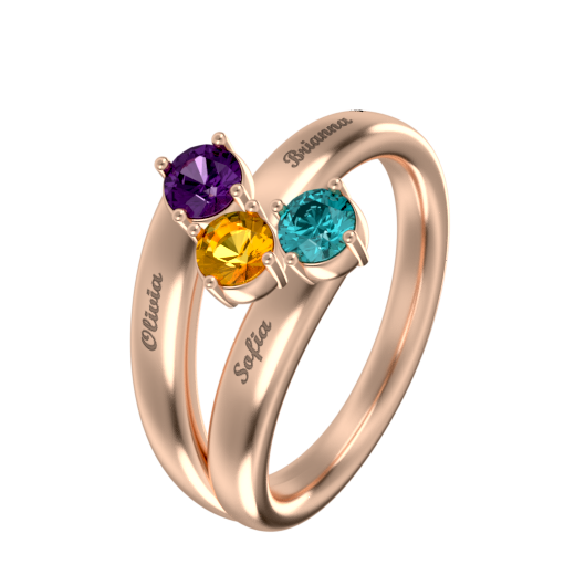 Mother Ring With 3 Birthstones