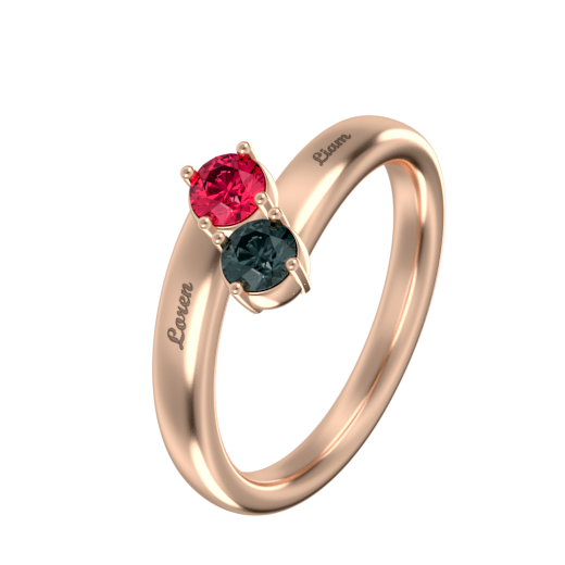 Mother Ring With 2 Birthstones