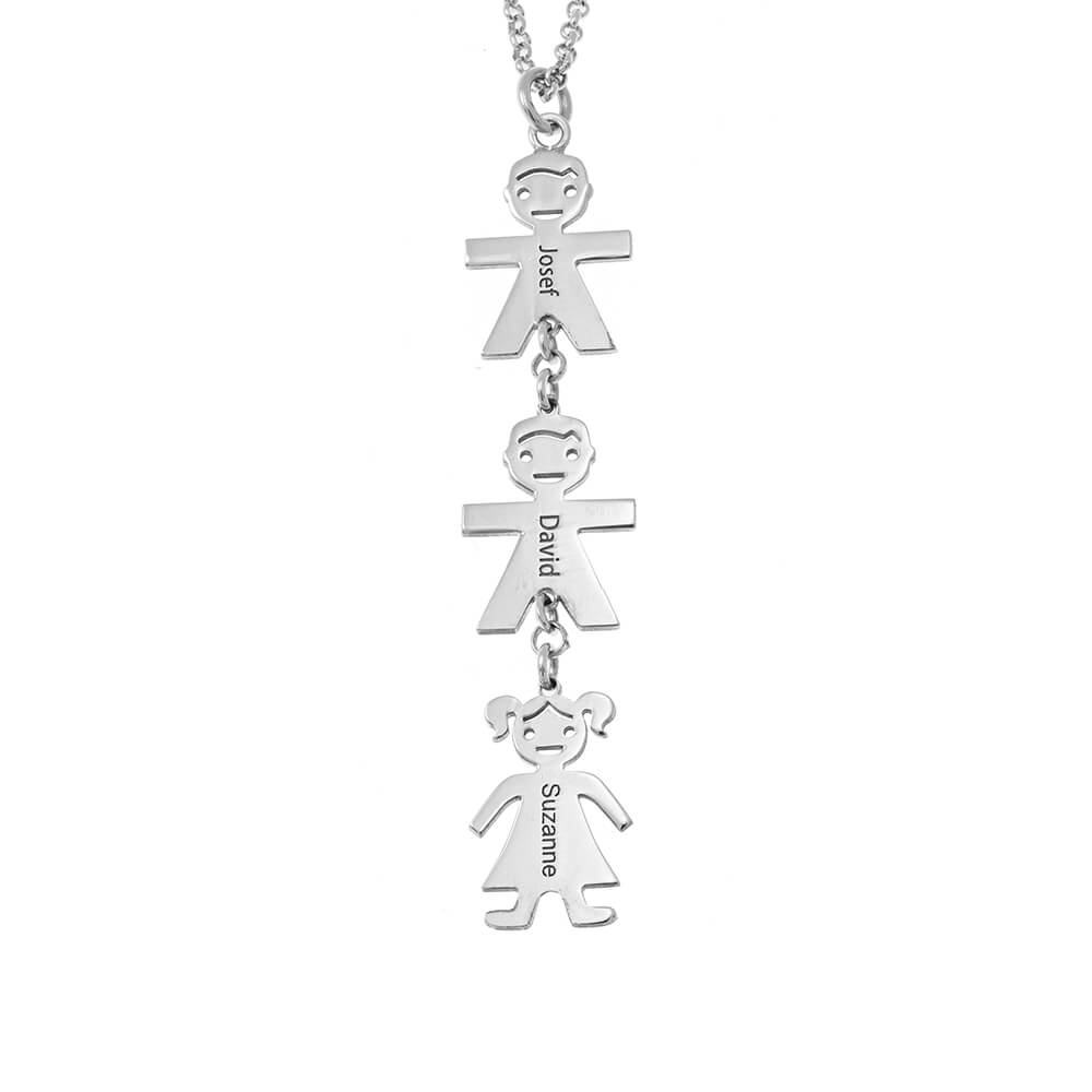 Vertical Mother’s Necklace With Kids