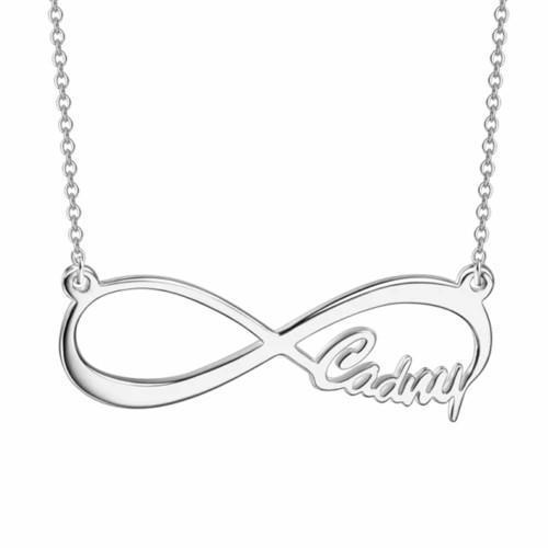 925 Sterling Silver Personalized Single Engraved Name Infinity Love Necklace for Women