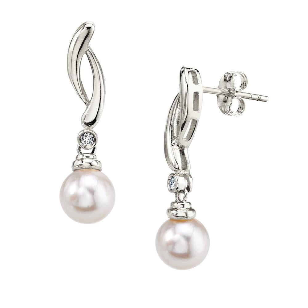 White Freshwater Pearl & Diamond Madison Earrings