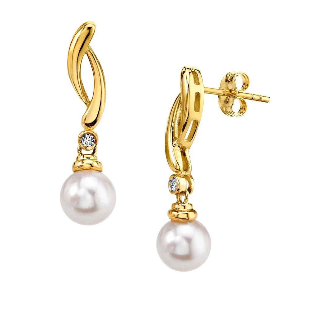 White Freshwater Pearl & Diamond Madison Earrings