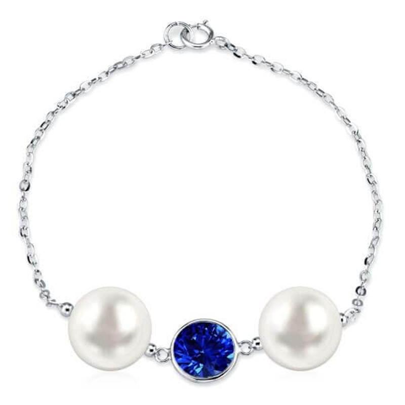 Sterling Silver Freshwater White Pearl Bracelet